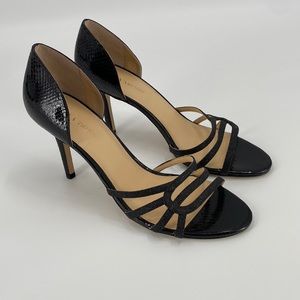 Ivanka Trump Black 3” Heels Snake Skin Print with Black Sparkling on toes 10 M